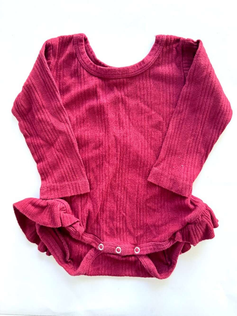 Kate Quinn Baby Ribbed Ruffle Bodysuit 12-18M Rose